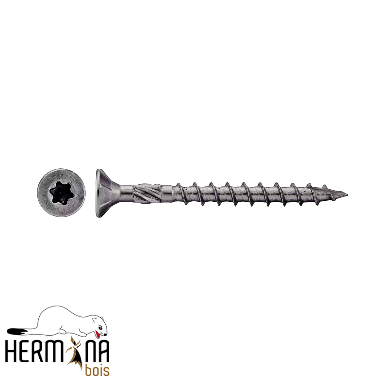 Vis à tête fraisée pointe biseau en Inox A2 T30 6,0x100